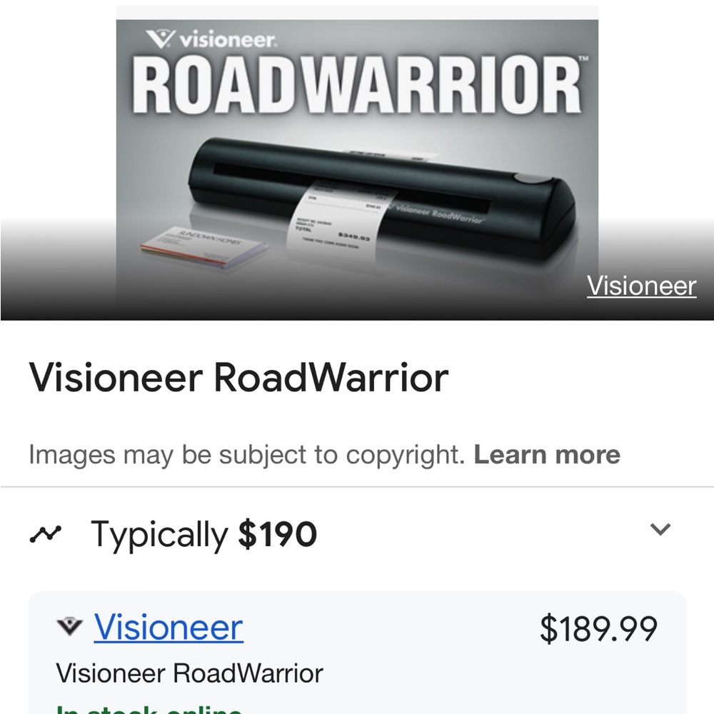 Visioneer Road Warrior Scanner